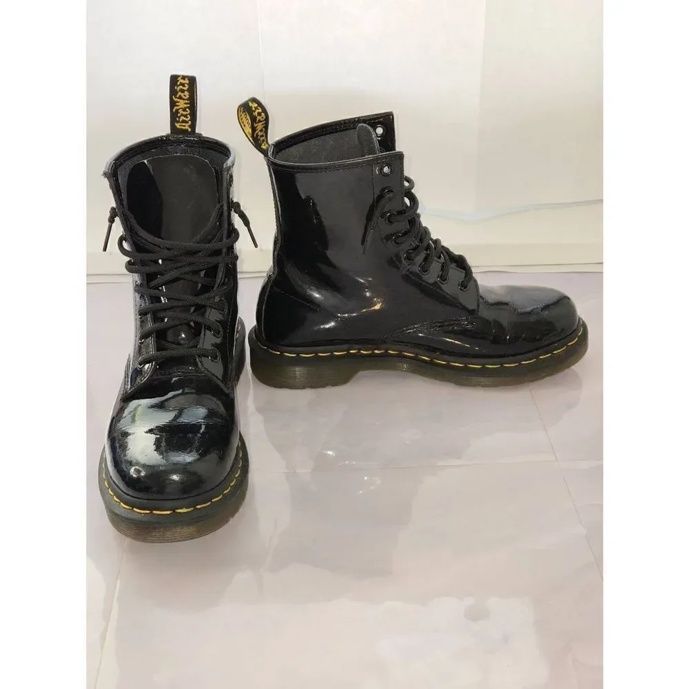 Dr. Martens 1460 Womens Size 8 Black Air Wait Patent Leather Boot - Picture 7 of 9